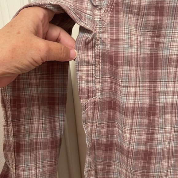 Ariat Rebar Plaid L/S Work Shirt pockets women’s sz‎ M muted, rose and blue - Picture 9 of 16